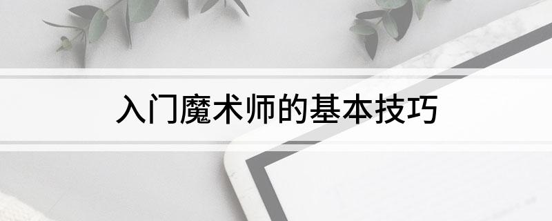 入门魔术师的基本技巧